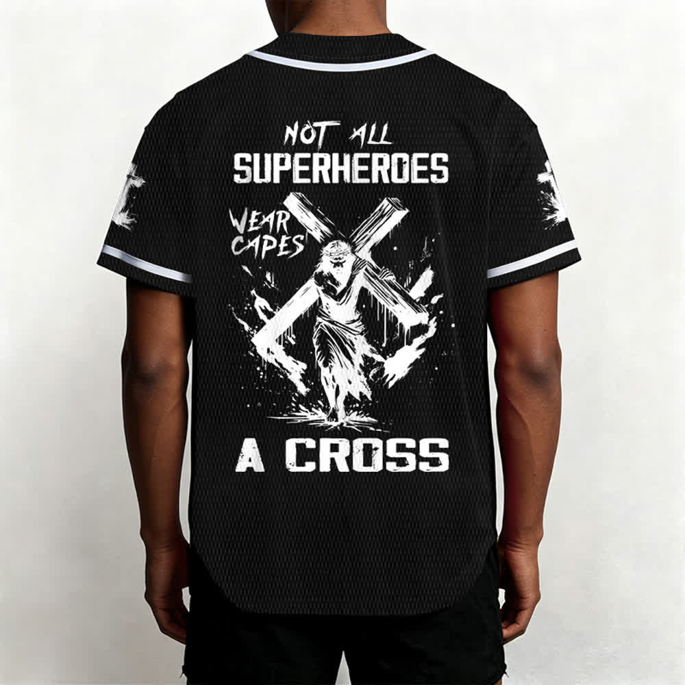 Christianartworkshop Tous les super-héros ne portent pas de cape. Maillot de baseball unisexe Cross - image 12
