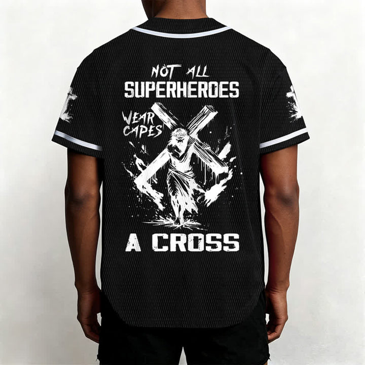 Christianartworkshop Tous les super-héros ne portent pas de cape. Maillot de baseball unisexe Cross - image 12