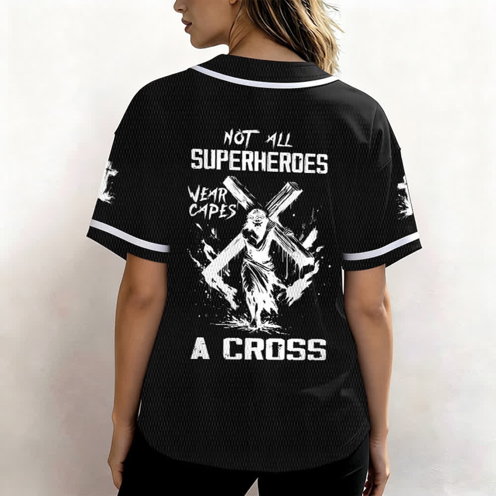 Christianartworkshop Tous les super-héros ne portent pas de cape. Maillot de baseball unisexe Cross - image 10