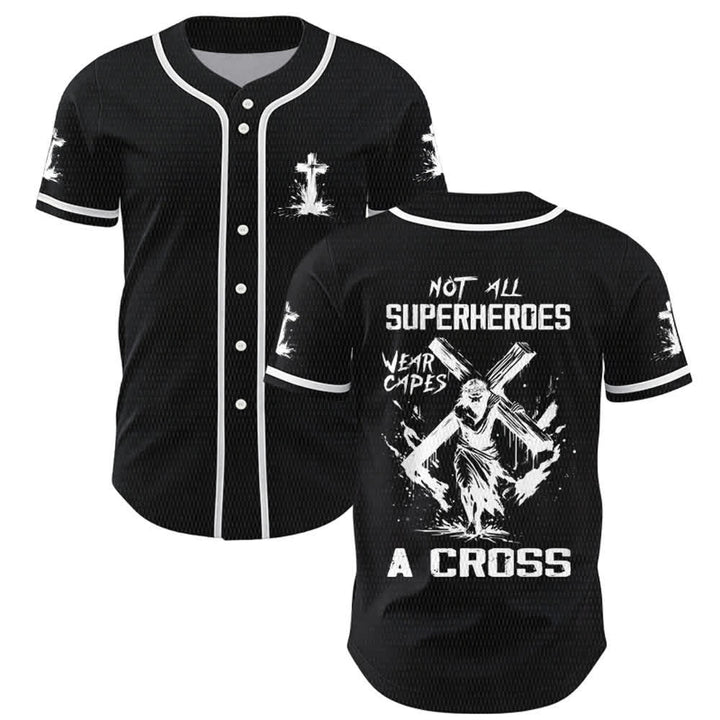 Christianartworkshop Tous les super-héros ne portent pas de cape. Maillot de baseball unisexe Cross - Noir - 5XL - image 7
