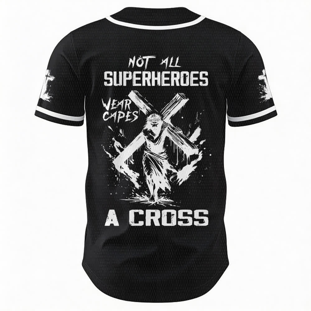 Christianartworkshop Tous les super-héros ne portent pas de cape. Maillot de baseball unisexe Cross - image 8
