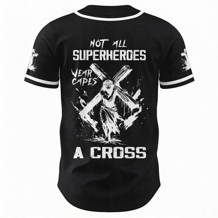 Christianartworkshop Tous les super-héros ne portent pas de cape. Maillot de baseball unisexe Cross - image 8