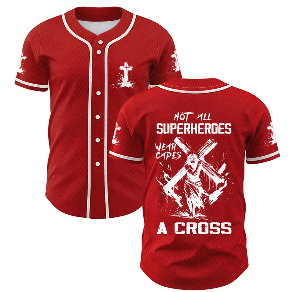 Christianartworkshop Tous les super-héros ne portent pas de cape. Maillot de baseball unisexe Cross - Rouge - 5XL - image 14