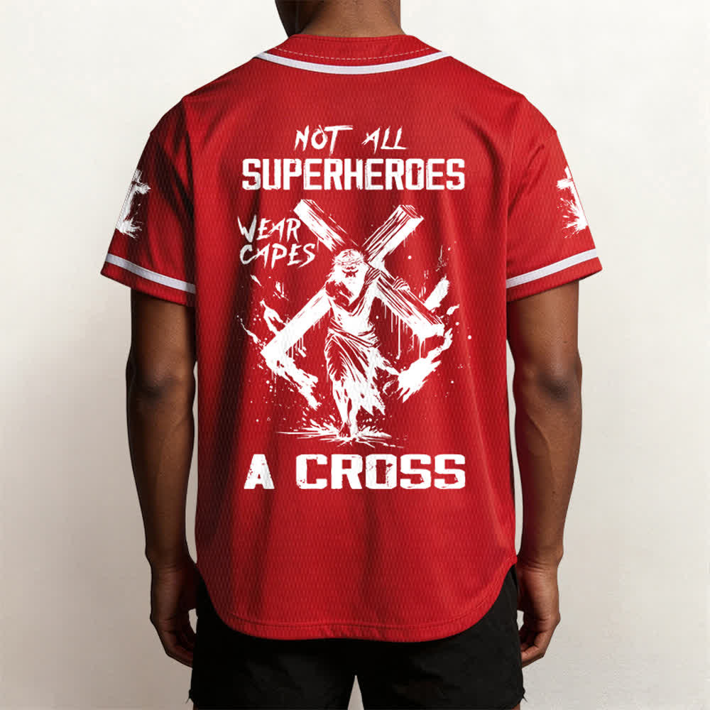 Christianartworkshop Tous les super-héros ne portent pas de cape. Maillot de baseball unisexe Cross - image 19