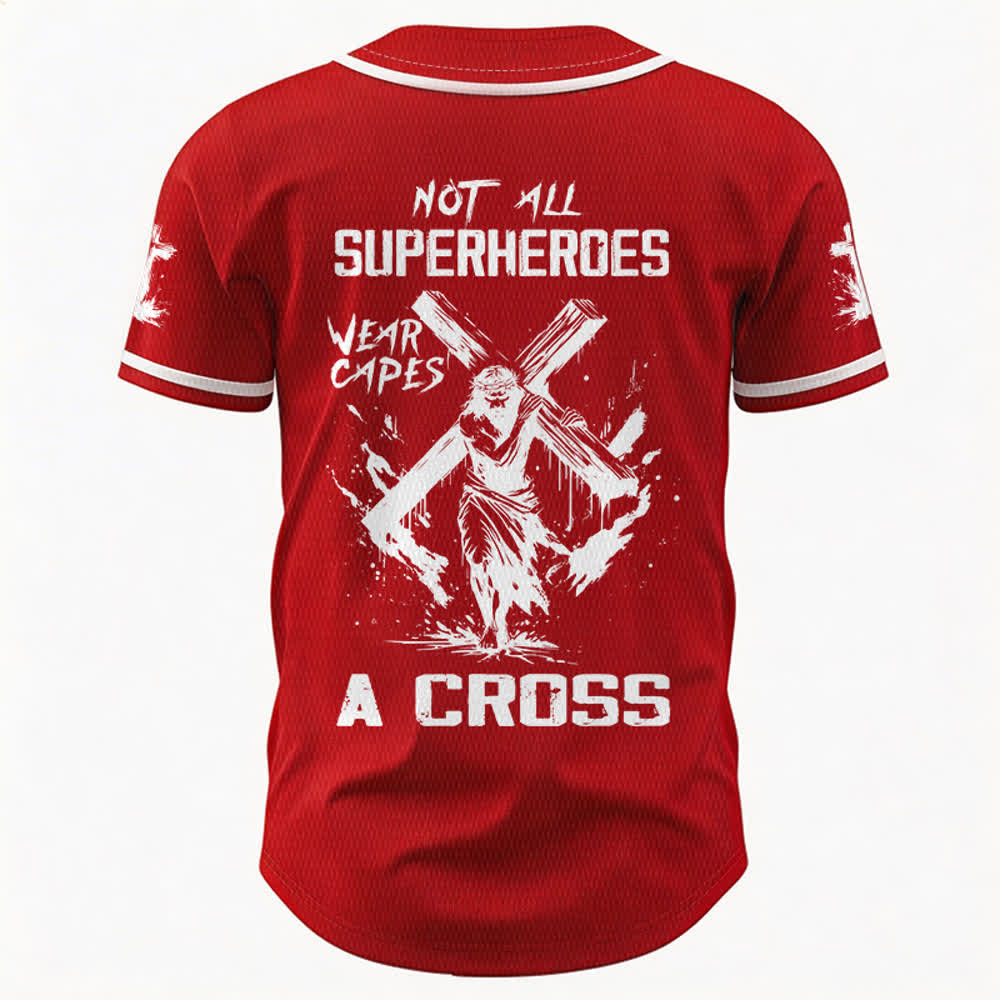 Christianartworkshop Tous les super-héros ne portent pas de cape. Maillot de baseball unisexe Cross - image 15