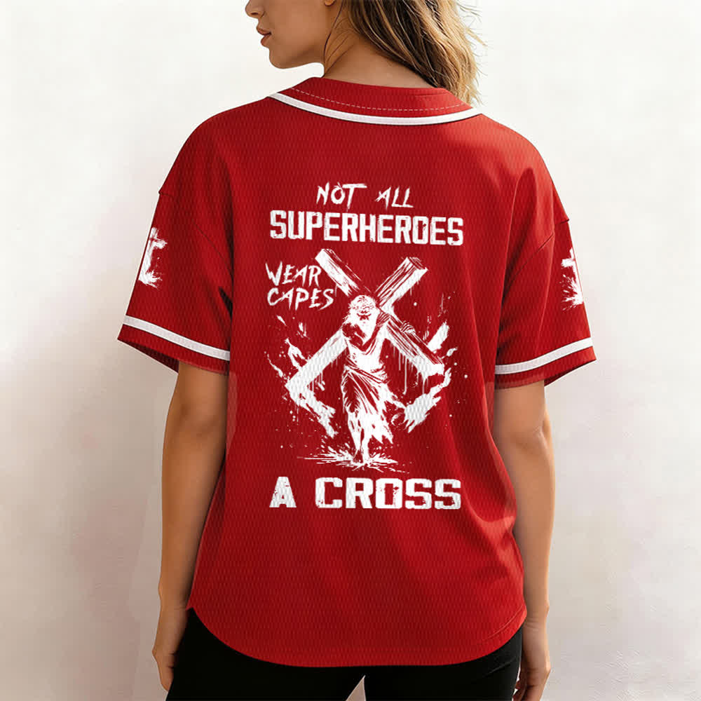 Christianartworkshop Tous les super-héros ne portent pas de cape. Maillot de baseball unisexe Cross - image 17