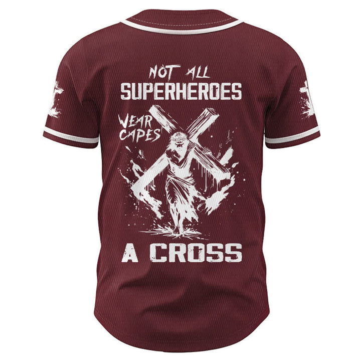Christianartworkshop Tous les super-héros ne portent pas de cape. Maillot de baseball unisexe Cross - image 22