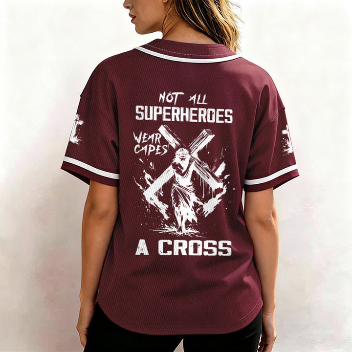 Christianartworkshop Tous les super-héros ne portent pas de cape. Maillot de baseball unisexe Cross - image 26