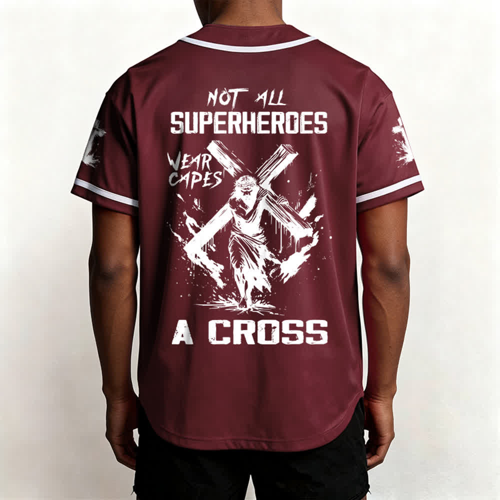 Christianartworkshop Tous les super-héros ne portent pas de cape. Maillot de baseball unisexe Cross - image 24