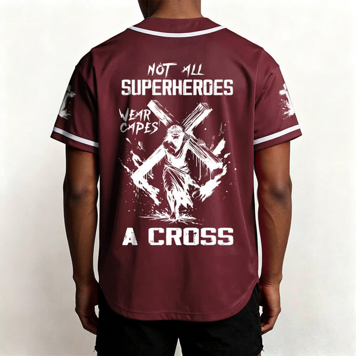 Christianartworkshop Tous les super-héros ne portent pas de cape. Maillot de baseball unisexe Cross - image 24