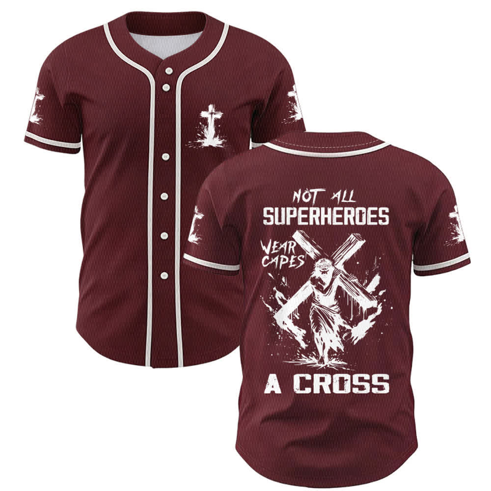 Christianartworkshop Tous les super-héros ne portent pas de cape. Maillot de baseball unisexe Cross - Vin - 5XL - image 21