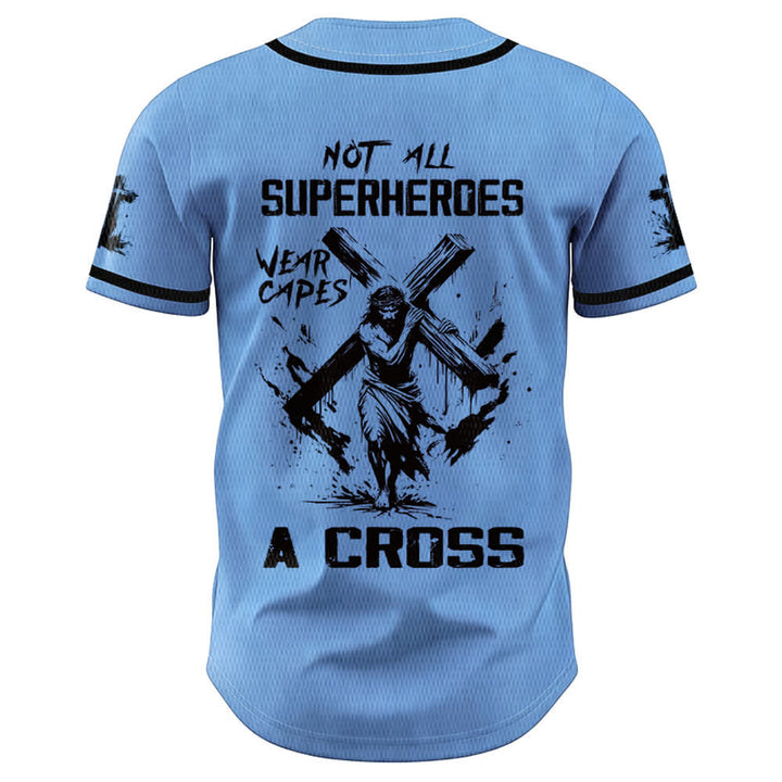 Christianartworkshop Tous les super-héros ne portent pas de cape. Maillot de baseball unisexe Cross - image 29