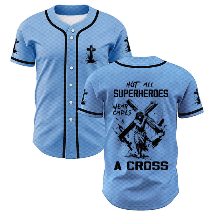 Christianartworkshop Tous les super-héros ne portent pas de cape. Maillot de baseball unisexe Cross - Bleu - 5XL - image 28