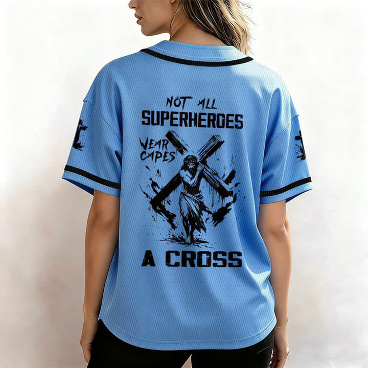 Christianartworkshop Tous les super-héros ne portent pas de cape. Maillot de baseball unisexe Cross - image 33