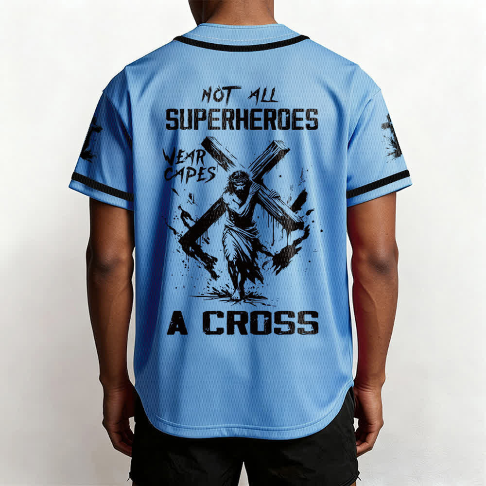 Christianartworkshop Tous les super-héros ne portent pas de cape. Maillot de baseball unisexe Cross - image 31