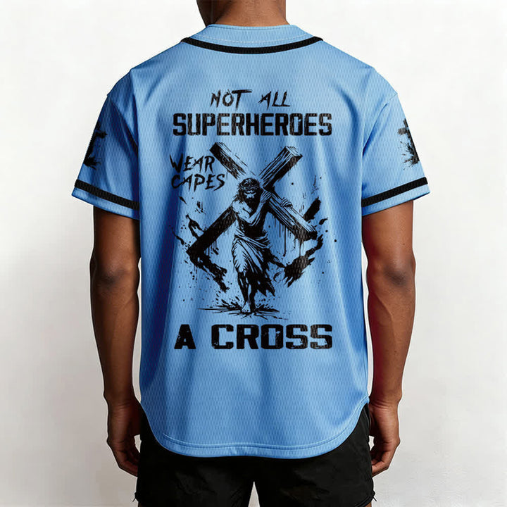 Christianartworkshop Tous les super-héros ne portent pas de cape. Maillot de baseball unisexe Cross - image 31