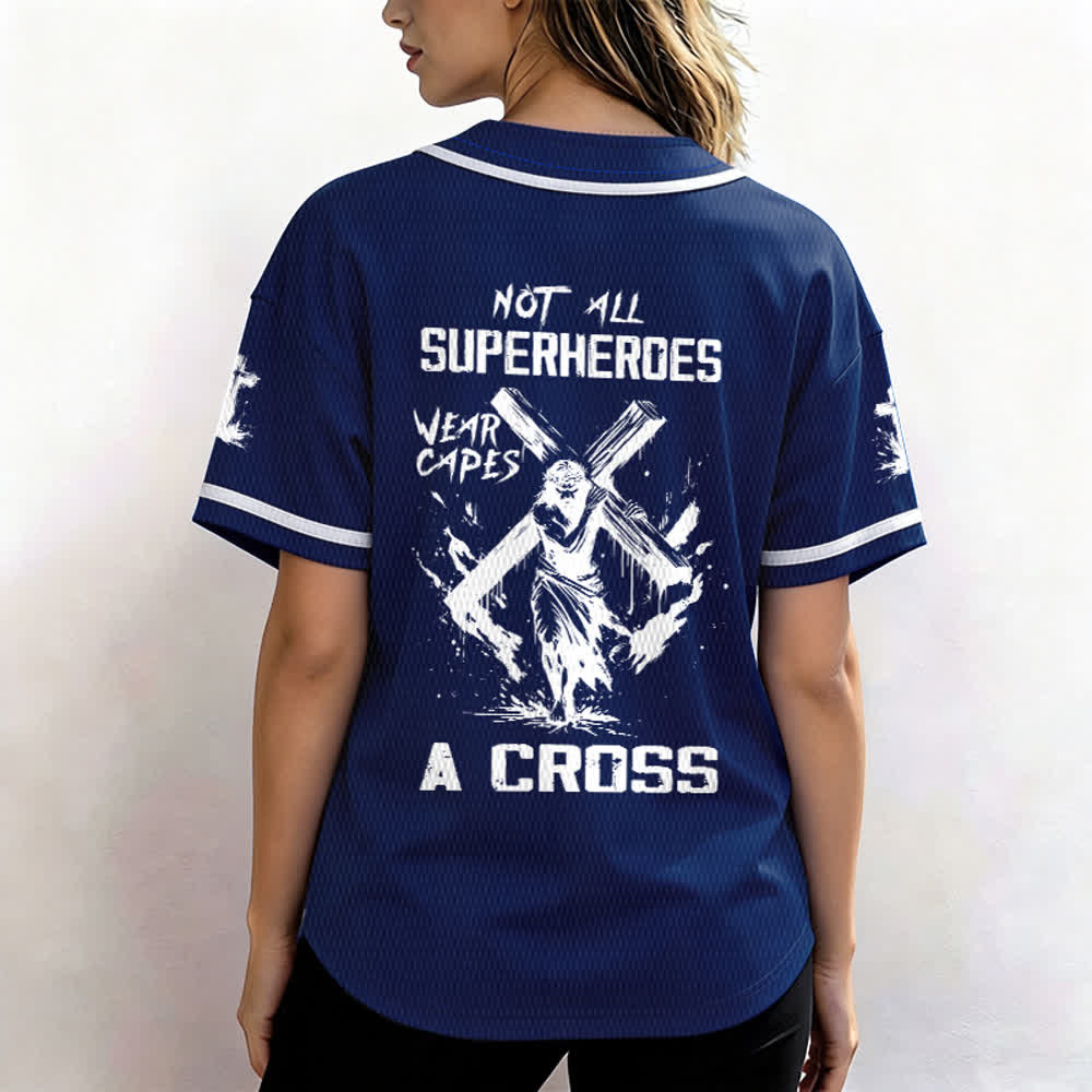 Christianartworkshop Tous les super-héros ne portent pas de cape. Maillot de baseball unisexe Cross - image 38