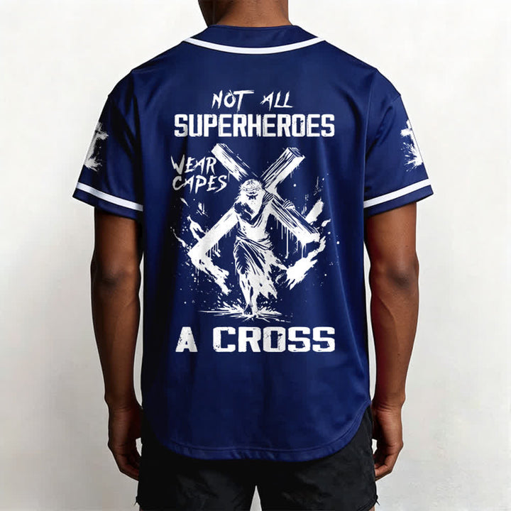 Christianartworkshop Tous les super-héros ne portent pas de cape. Maillot de baseball unisexe Cross - image 40
