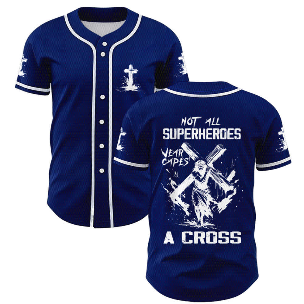 Christianartworkshop Tous les super-héros ne portent pas de cape. Maillot de baseball unisexe Cross - Bleu marine - 5XL - image 35