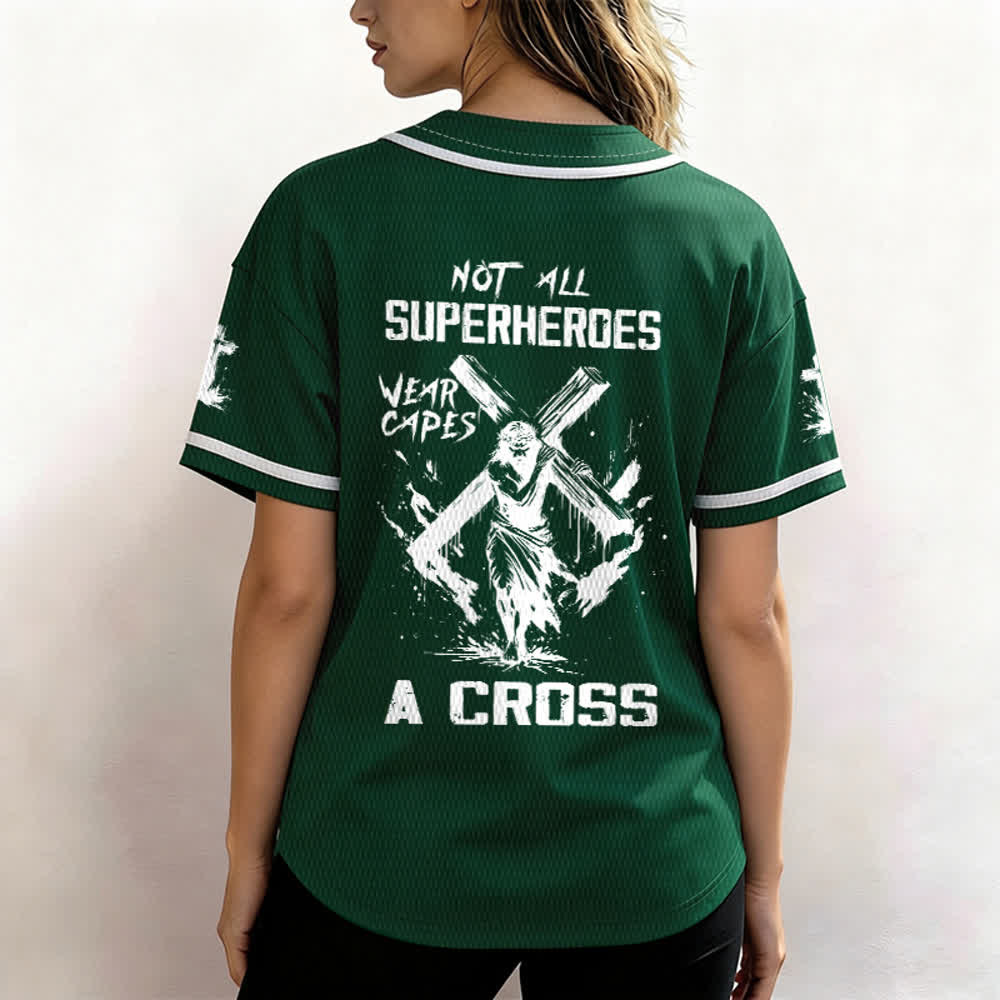 Christianartworkshop Tous les super-héros ne portent pas de cape. Maillot de baseball unisexe Cross - image 47