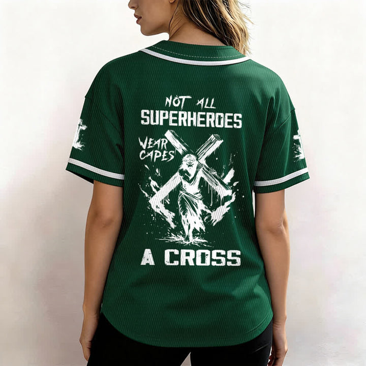 Christianartworkshop Tous les super-héros ne portent pas de cape. Maillot de baseball unisexe Cross - image 47