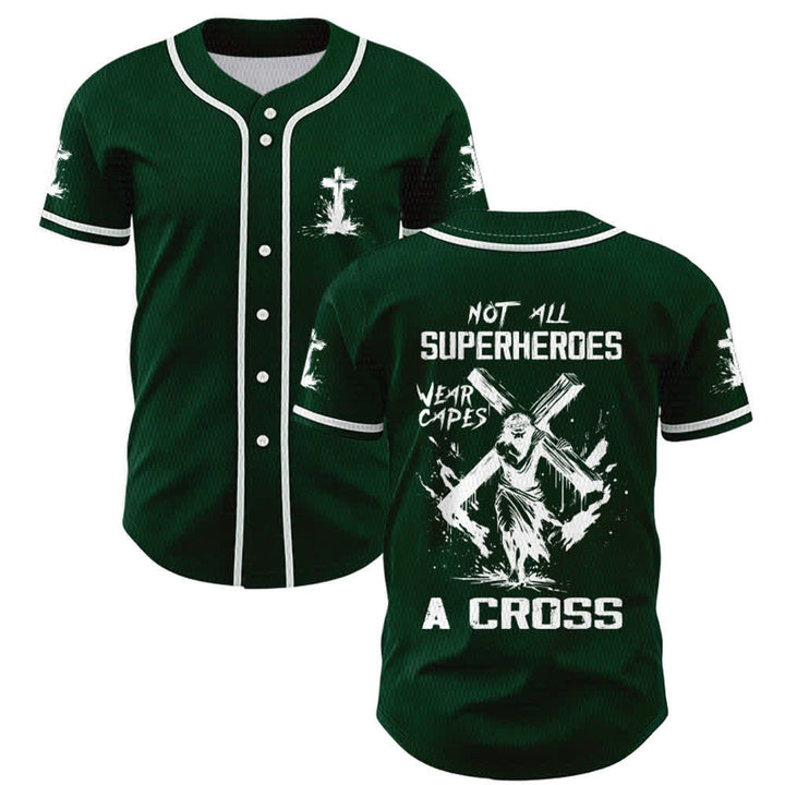 Christianartworkshop Tous les super-héros ne portent pas de cape. Maillot de baseball unisexe Cross - Vert - 5XL - image 42