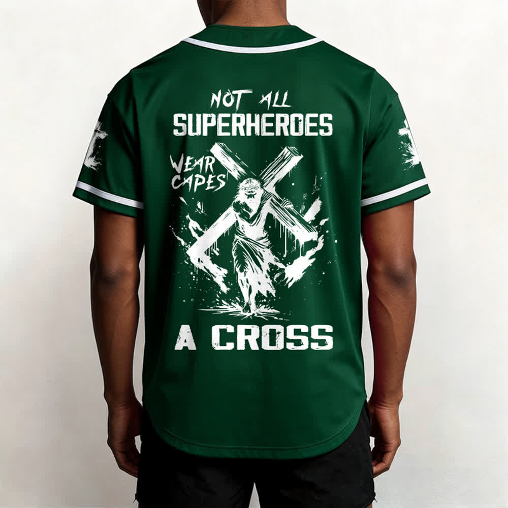 Christianartworkshop Tous les super-héros ne portent pas de cape. Maillot de baseball unisexe Cross - image 45