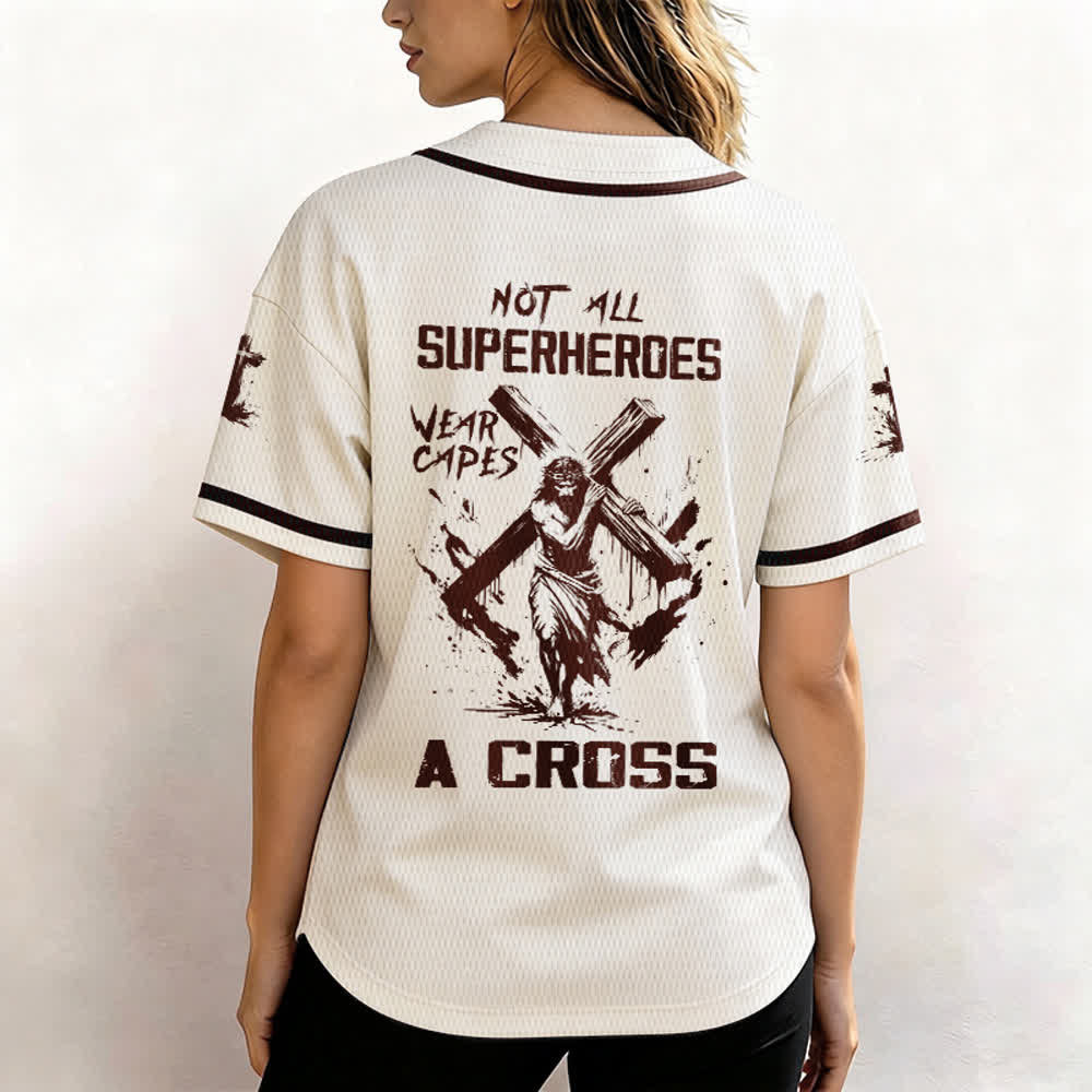 Christianartworkshop Tous les super-héros ne portent pas de cape. Maillot de baseball unisexe Cross - image 52