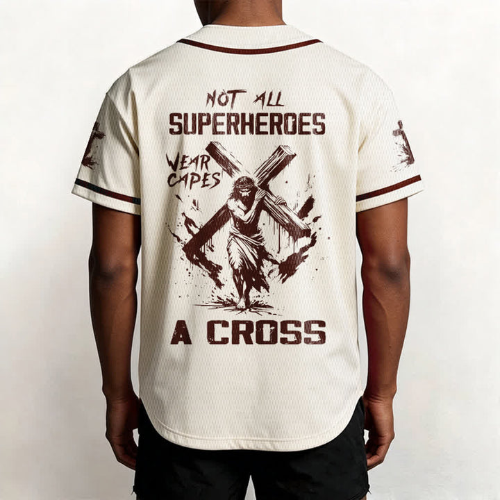 Christianartworkshop Tous les super-héros ne portent pas de cape. Maillot de baseball unisexe Cross - image 54