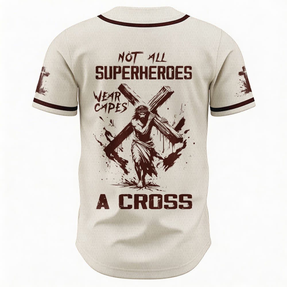 Christianartworkshop Tous les super-héros ne portent pas de cape. Maillot de baseball unisexe Cross - image 50