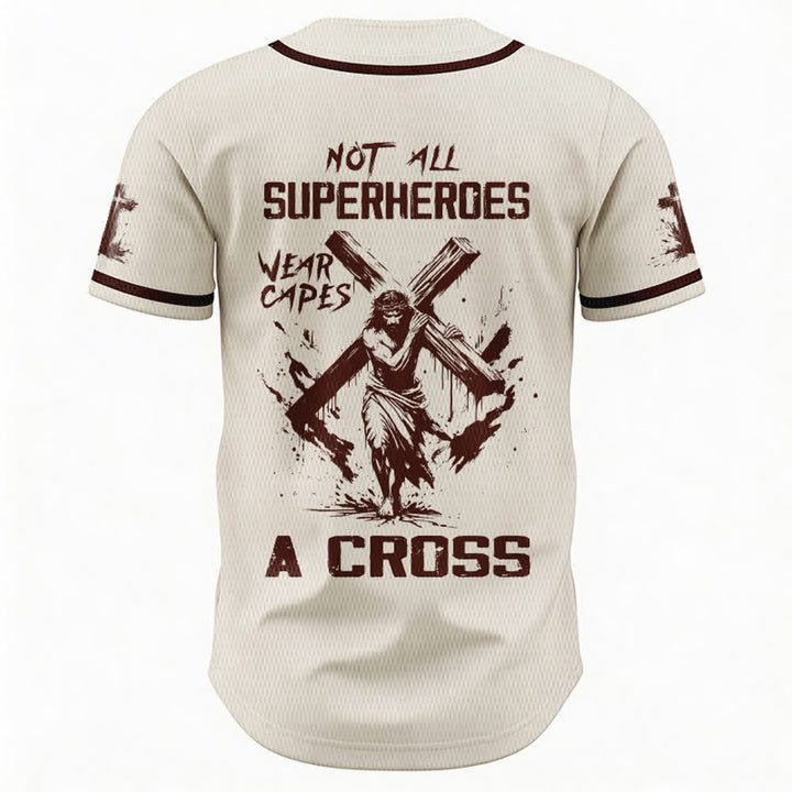 Christianartworkshop Tous les super-héros ne portent pas de cape. Maillot de baseball unisexe Cross - image 50