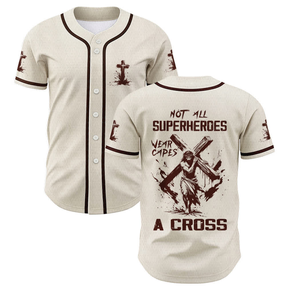 Christianartworkshop Tous les super-héros ne portent pas de cape. Maillot de baseball unisexe Cross - Abricot - 5XL - image 49