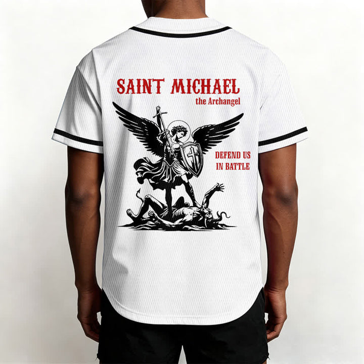Christianartworkshop Maillot de baseball unisexe Saint Michel Archange Défendez-nous - image 3