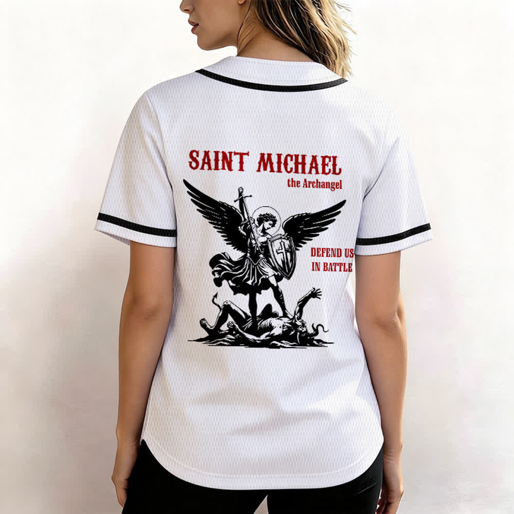 Christianartworkshop Maillot de baseball unisexe Saint Michel Archange Défendez-nous - image 5