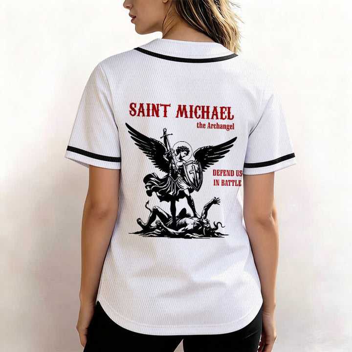 Christianartworkshop Maillot de baseball unisexe Saint Michel Archange Défendez-nous - image 5