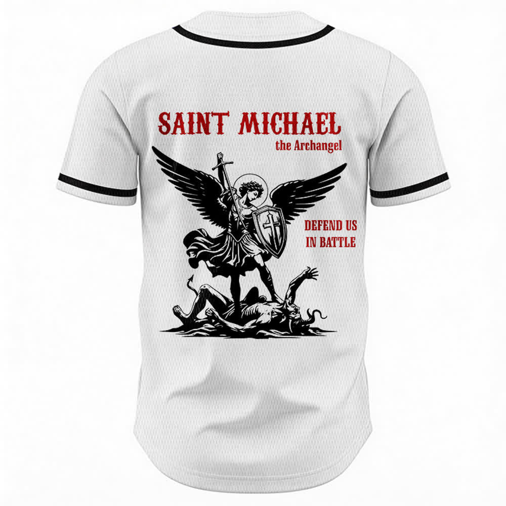 Christianartworkshop Maillot de baseball unisexe Saint Michel Archange Défendez-nous - image 1