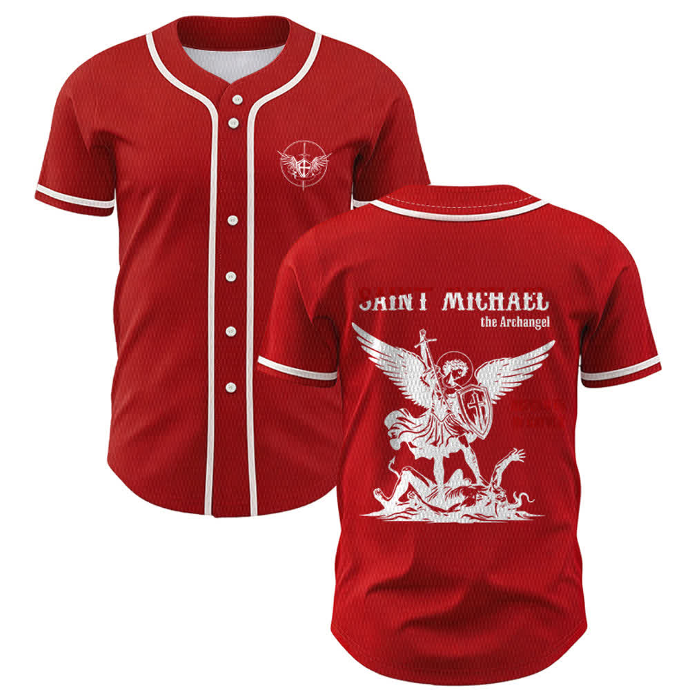 Christianartworkshop Maillot de baseball unisexe Saint Michel Archange Défendez-nous - Rouge - 5XL - image 14