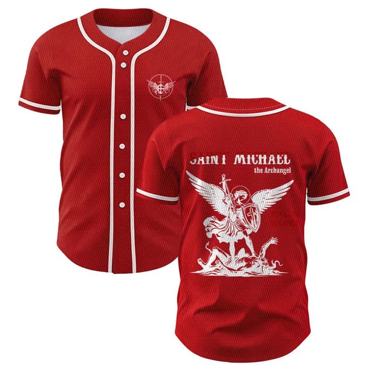 Christianartworkshop Maillot de baseball unisexe Saint Michel Archange Défendez-nous - Rouge - 5XL - image 14