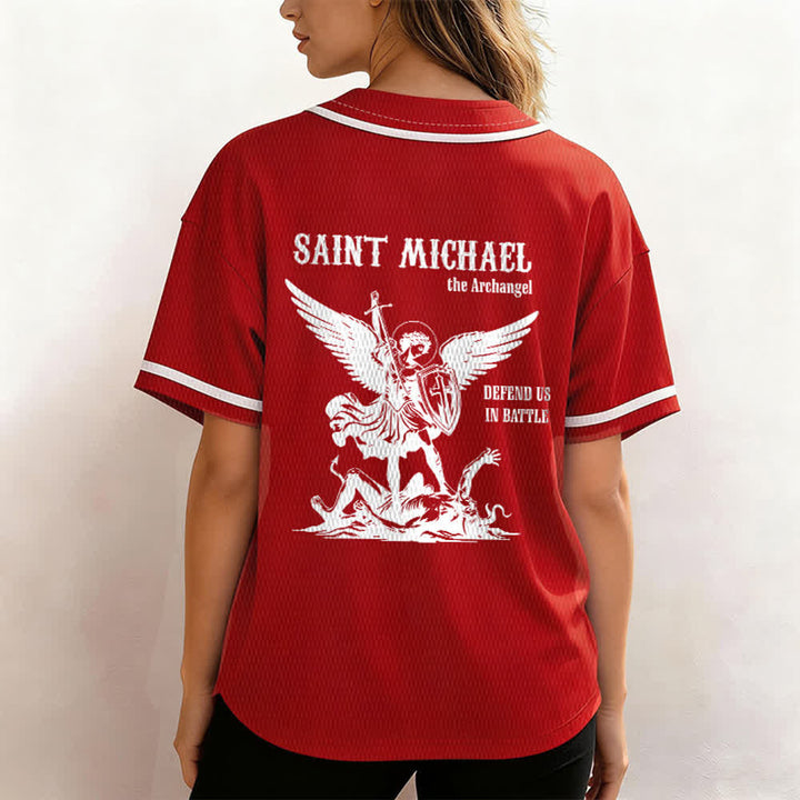 Christianartworkshop Maillot de baseball unisexe Saint Michel Archange Défendez-nous - image 17