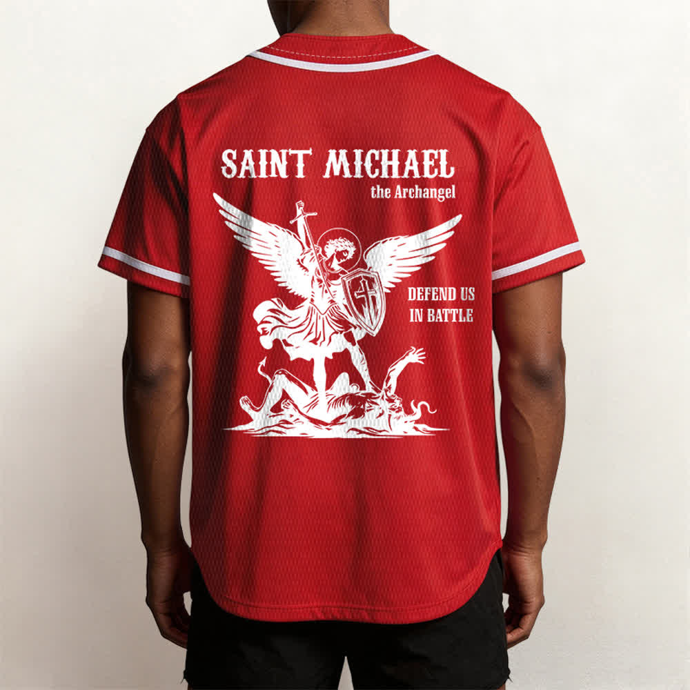 Christianartworkshop Maillot de baseball unisexe Saint Michel Archange Défendez-nous - image 19