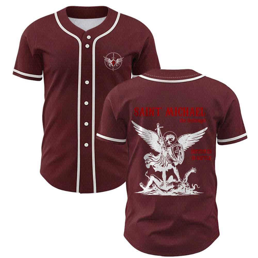 Christianartworkshop Maillot de baseball unisexe Saint Michel Archange Défendez-nous - Vin - 5XL - image 21