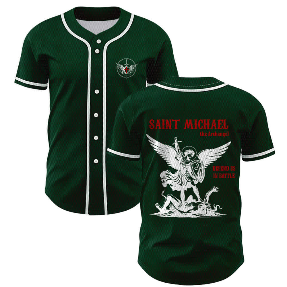 Christianartworkshop Maillot de baseball unisexe Saint Michel Archange Défendez-nous - Vert - 5XL - image 42