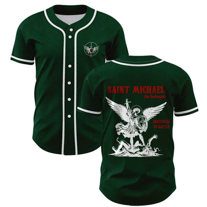 Christianartworkshop Maillot de baseball unisexe Saint Michel Archange Défendez-nous - Vert - 5XL - image 42