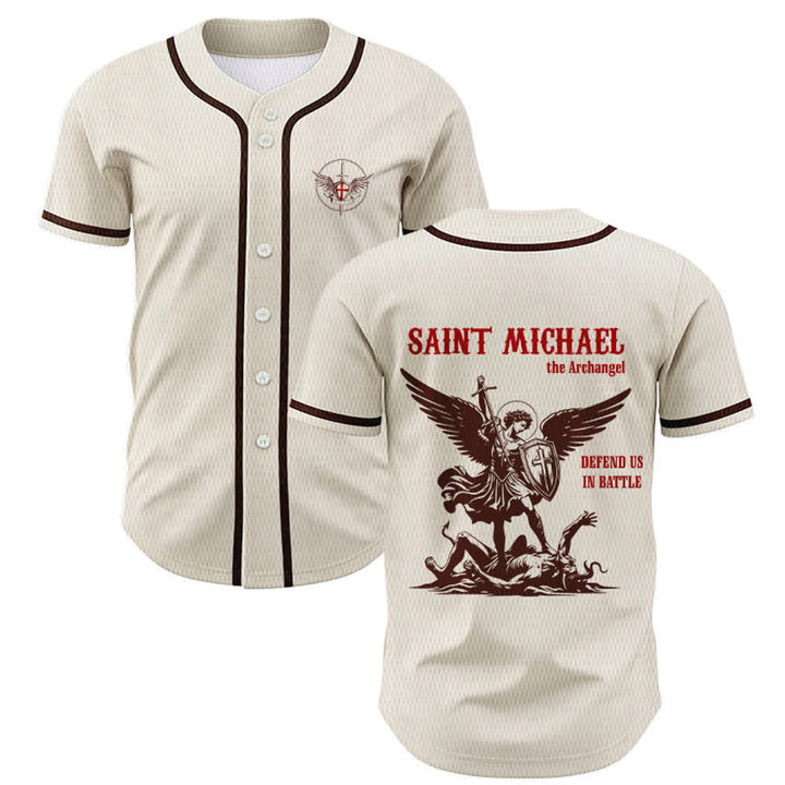 Christianartworkshop Maillot de baseball unisexe Saint Michel Archange Défendez-nous - Abricot - 5XL - image 49