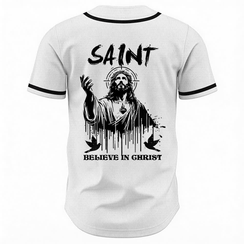 Maillot de baseball unisexe Christianartworkshop Saint Believe In Christ - image 1