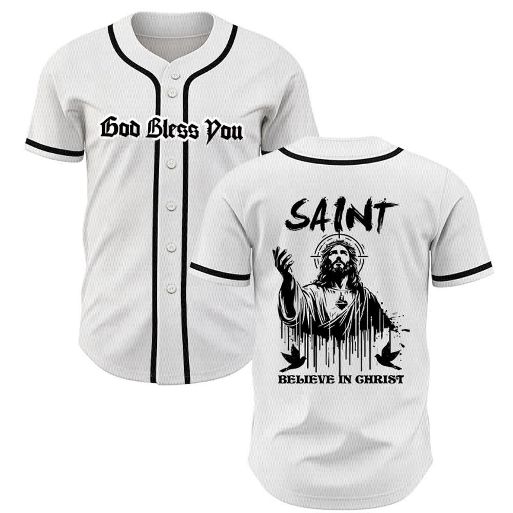 Maillot de baseball unisexe Christianartworkshop Saint Believe In Christ - Blanc - 5XL - image 0