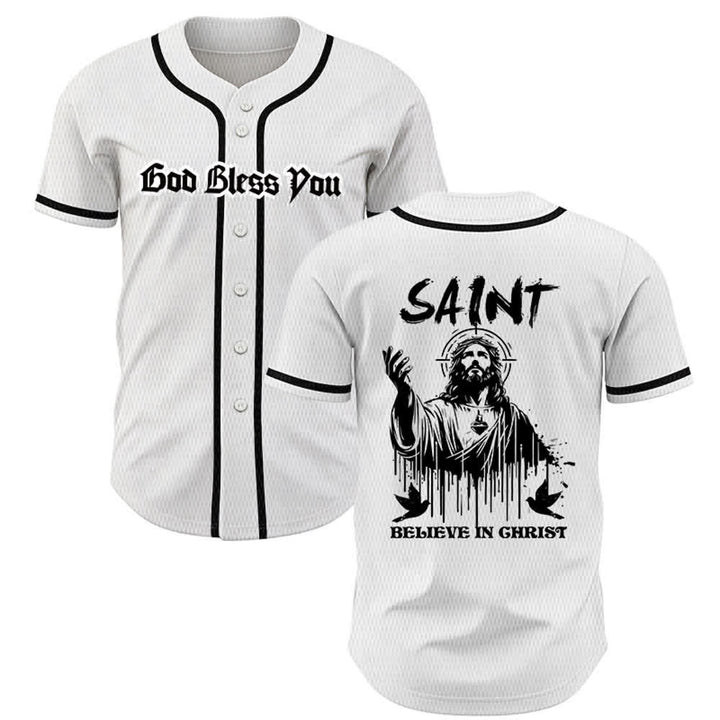 Maillot de baseball unisexe Christianartworkshop Saint Believe In Christ - Blanc - 5XL - image 0