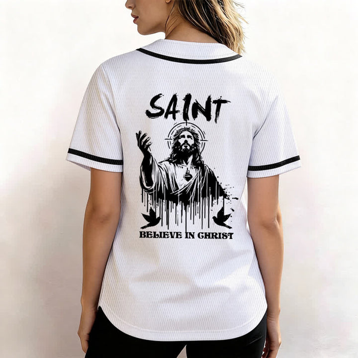 Maillot de baseball unisexe Christianartworkshop Saint Believe In Christ - image 3