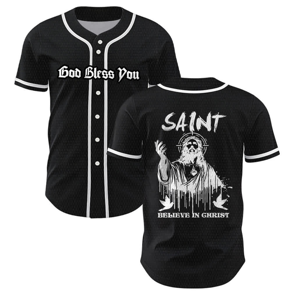 Maillot de baseball unisexe Christianartworkshop Saint Believe In Christ - Noir - 5XL - image 7