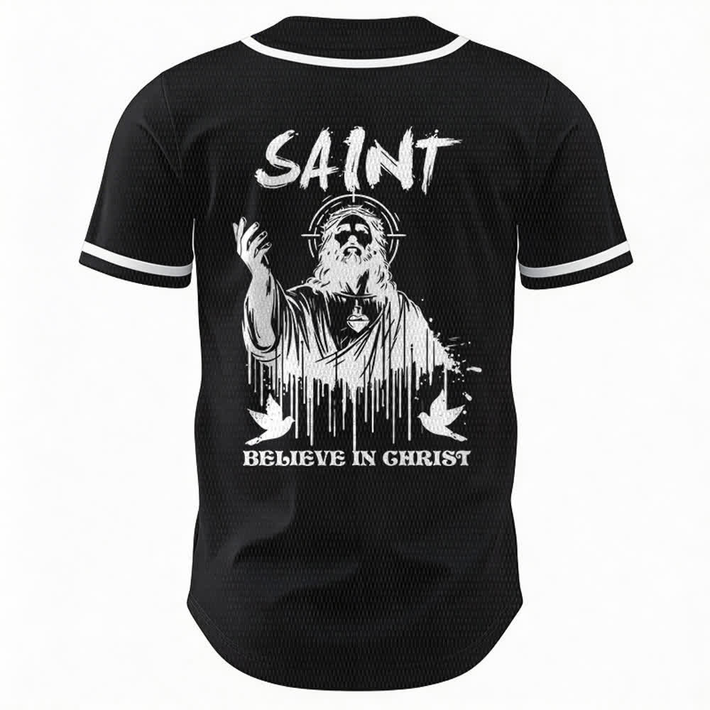 Maillot de baseball unisexe Christianartworkshop Saint Believe In Christ - image 8